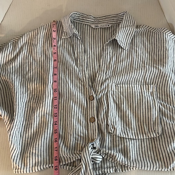 NWOT Zara Linen Stripped Knotted Top - Picture 8 of 11